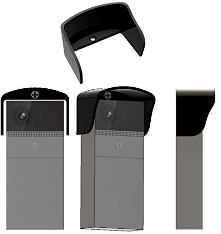 Universal Slim Smart Video Wireless Doorbell Rain Cover Hood Weather Shield Glare Protector Up To 62mm Wide Black Works with Laxihub B1
