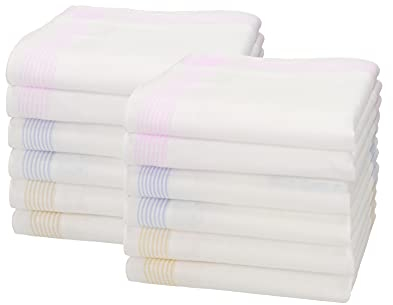 Betz 12er Damen Stoff Taschentücher Set Selma Größe ca. 28x28 cm 100% Baumwolle Farbe Dessin 1 Selma