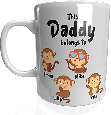 Print Maniacs Personalised Fathers Day Mug Gift Dad Uncle Grandad Christmas Birthday New Born First 1 Monkey (Daddy)