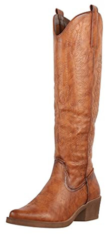 Elara Damen Stiefel Cowboy Boots Chunkyrayan F1225PU-Camel-41