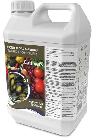 CULTIVERS Fertilizante orgánico Algas Marinas Líquido 5 L. para plantas extracto de Ascophyllum nodosum.