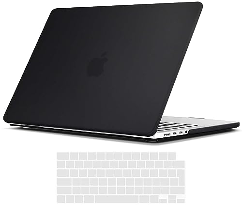 TECOOL Case compatible with MacBook Pro 16 inch 2021-2024 M4 M3 M2 M1 Pro/Max (A3403 A3186 A2991 A2780 A2485), Plastic Snap On Hard Shell Cover & UK EU Keyboard Protector, Black (Matte)