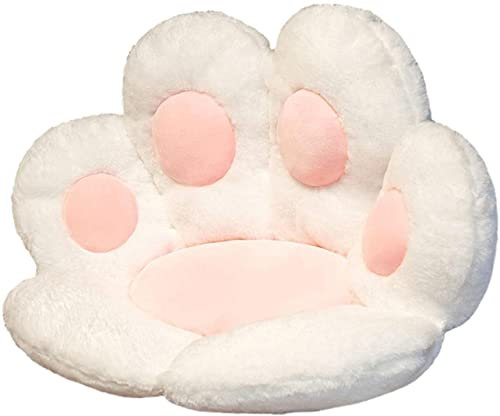 WOYAOFACAI Niedlich Plüsch Katzenpfoten Kissen Lazy Sofakissen Rückenkissen Sitzkissen Stuhlkissen Cat Paw Pillow für Bürostuhl Schreibtischstuhl Auto Boden,Weiß