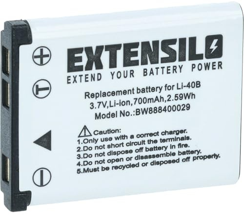 EXTENSILO Replacement Battery compatible with Polaroid T730, T831, T833 Camera DSLR (700mAh, 3.7 V, Li-ion)