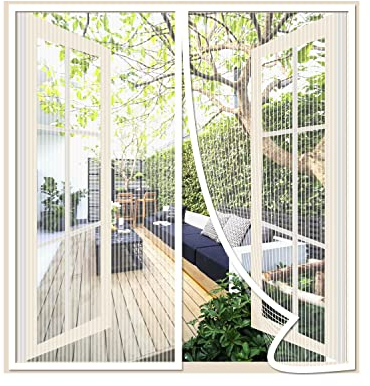 Risareyi Magnet Fliegengitter Fenster 100x120cm, Weiß Atmungsaktiver Masche Fliegengitter Balkontür Ohne Bohren Moskitonetz Fenster Insektenschutz Tür, Automatische Schließung