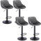 WOLTU 4 x Barhocker Tresenhocker, Gute gepolstert, Samt, Höhenverstellbar, Drehbar, Hocker, Dunkelgrau BH219dgr-4