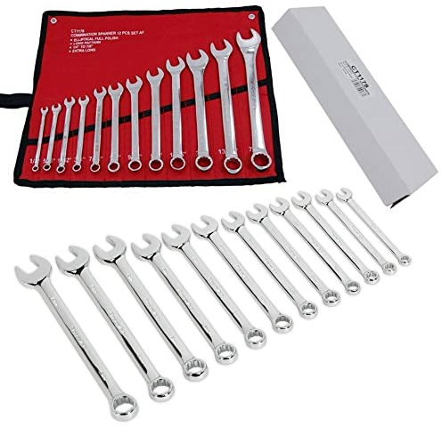 sizi Large 12pc Imperial Combination Spanner Set in Tool Roll Long Pattern