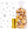 100 Stk 14.5x24cm Cellophantüten Weihnachten Schneeflocken Plätzchentüten Kekstüten Weihnachtstüten zum Befüllen transparent Zellophantüten Geschenktüten für Süßigkeiten Bonbon mit Twist Krawatten