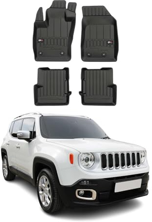 OMAC Gummi Fußmatten kompatibel mit Jeep Renegade 2014-2024 Premium TPE Gummi Schwarz 4X