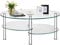 Multigot Tempered Glass Coffee Table, 3-Tier Cocktail Center Table with Open Shelf and Heavy-duty Steel Frame, Oval Snack Tea Sofa Side End Table for Living Room Office (Transparent)