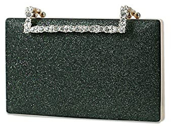 CORIOS Bolsa de Noche para Mujer Bolso de Fiesta Brillante Bling Bolso de Mano Bolsa de Cadena Bolso de Hombro Elegante Bolso Bandolera para Fiesta de Graduación Boda Banquete Verde Oscuro