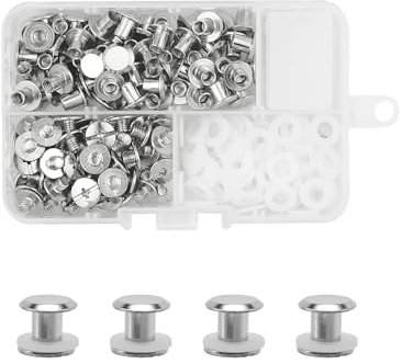JJWNMLL 60 Set Chicago Screw Post M5x6mm Kit de vis de reliure (Silver)