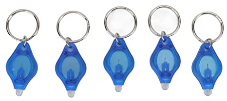 Garosa 5 Stück Mini LED Schlüsselanhänger Taschenlampe tragbare Schlüsselringlampe Fingerlampe Ultra hell für Party Accessoires Schmuckerkennung Feiern Neuheiten Spielzeug (Blau)
