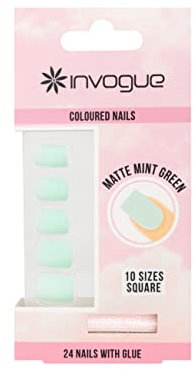 Invogue Matte Pastel Mint Green Square Nails (24 Pieces)