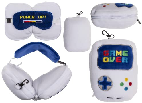 Out of the blue Plüsch-Reisekissen mit Augenmaske, Game Over, ca. 19 x 14 x 9 cm