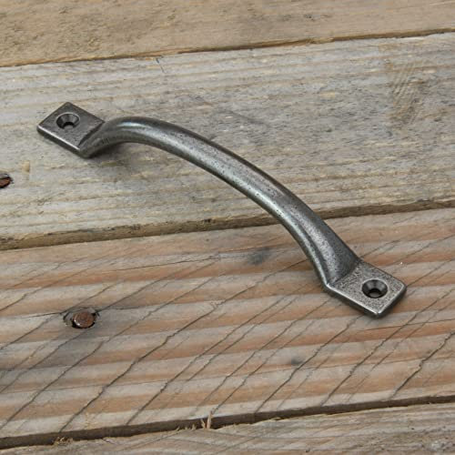 UNDERGROUND PARTS Pewter Finish Cast Iron Cabinet Kitchen Drawer Door Bow Handles Pulls & Knobs (D Handle Square 150mm)