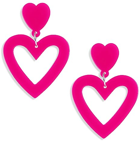 Herz Ohrringe Acryl Ohrringe Damen Herzförmige Liebes Ohrringe Valentinstag Muttertag Geburtstag Modeschmuck Ohrringe Damen Mädchen Schmuck Geschenke Herz Earring (Rose Rot)