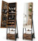 RELAX4LIFE Schmuckschrank mit Spiegel & Rollen, Spiegelschrank 360° Drehbar & Freistehend, Abschließbarer Schmuckorganizer mit Schubladen, Schmuckregal für Ohrringe Kette Ringe Kosmetik (Braun)