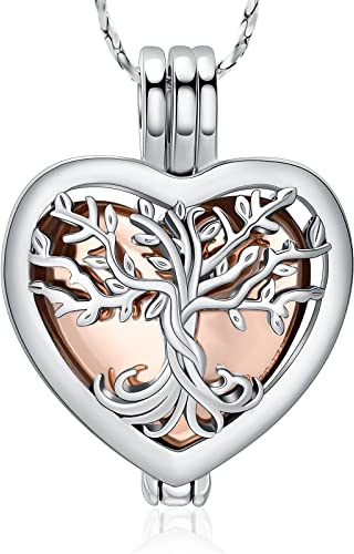QGJNSGC Einäscherungsschmuck Herz Urne Halsketten für Asche für Frauen Blume Memorial Mini Keepsake Asche Hollow Anhänger