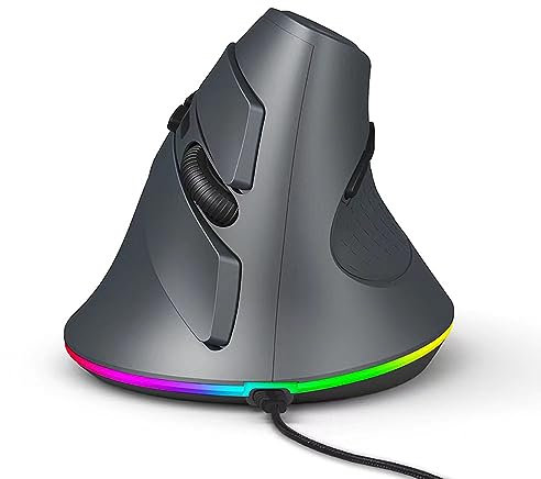 Kabellose Gaming-Maus, Gaming-Maus mit vertikalem Kabel, mechanische Maus 7200 DPI Ergonomisches Design mit 6 Tasten, 11 LED-Beleuchtungsmodi