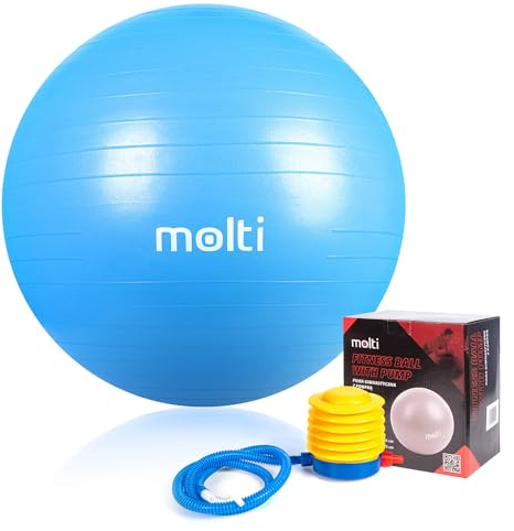 molti Gymnastikball Sitzball Trainingsball mit Pumpe Ball für Fitness, Yoga, Gymnastik, Pilates Fitnessball Ř65cm und Ř75cm Schwangerschaft Ball (Ř 75 cm, Blau)