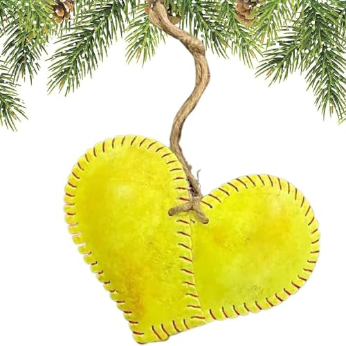 Fokayo Handgefertigtes Vintage-Baseball-Herz, Baseball-Herz-Ornament, lustige Weihnachtsbaumdekoration, personalisierte Baseball-Ornamente für Jungen, einzigartige Geschenke für Baseball-Spieler (E)