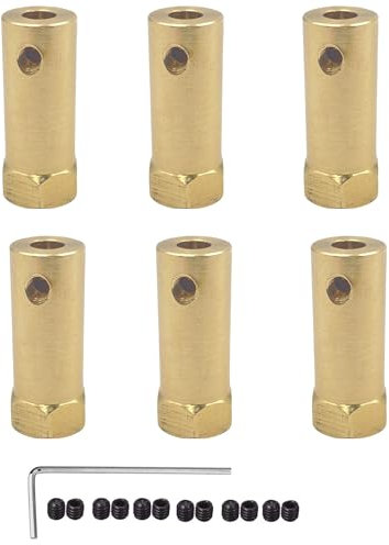Lot de 6 coupleurs hexagonaux de 4 mm - Alésage de moteur hexagonal - En laiton - Raccord flexible pour arbre de moteur CC - Robot - Modèle d'arbre de pneu de voiture