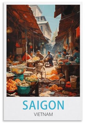 LHJOIUN Saigon Vietnam, Vintage-Reiseposter, 20 x 30 cm, Kunstdruck auf Leinwand, für Wohnzimmer, Schlafzimmer, Heimdekoration, moderne Kunst