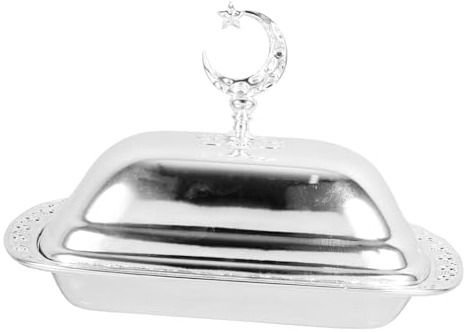 Cabilock disco antiguo plato rebanador de mantequilla platos de fiesta eid mubarak bandeja de mantequilla con tapa titular de mantequilla familiar caja de mantequilla placa manteca envase