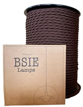 Cable eléctrico de tela premium para bricolaje y restauración - Textil, elegante y chic para lámparas y oficina en casa (marrón trenzado, 2 metros)