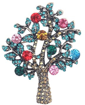 GamTelightpe Vintage Broche Arbre de Vie Zircons Multicolor Brillant Broche pour Vêtements et et Écharpes et Sacs Cadeaux pour Femmes et Hommes