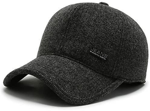 JA DENGIOR Basecap Herren Winter mit Ausklappbarem Ohrenschutz,Wintermütze Unisex Baseballmütze,Wintercap Herrencap Herbst/Winter Weichem Innenfutter Schirmmütze Outdoor Cap Herren