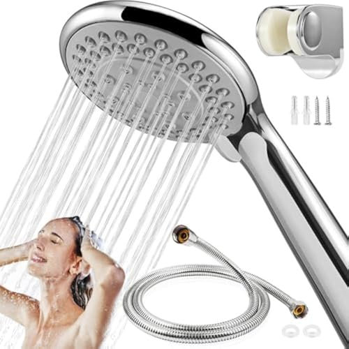 Shower-Head-1.6M-Hose-Set-High-Pressure-Replacement-Bracket-Holder-for-Bathroom, BauTangLe 2024 Adjustable Handheld Shower, Enjoy Relaxing Showering Every Day