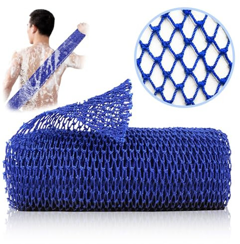 Nayyana Éponge en maille africaine - Exfoliante authentique pour le corps - Pour douche - Plusieurs textures avec exfoliation en profondeur douce et mousse riche pour tous les types de peau (bleu)