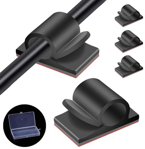 Große Kabelclips mit Aufbewahrungskasten, 50pcs Klebekabel Halter Clips, Outdoor Light Wire Clips Kabel Tidy Hooks Schnur Organiser für Kabelmanagement, Home Office Schreibtisch Wand, 14x20mm