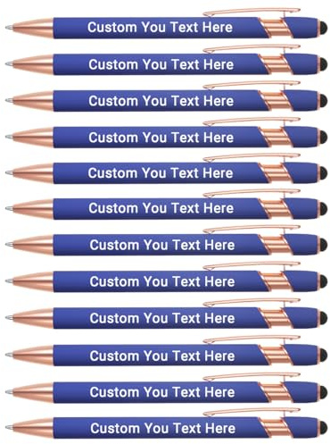 Zoonnis 12 Pcs Personalisierte Kugelschreiber mit Stylus-Tipps für Business Personalisierte Gravierte Stift in Bulk für Frauen Männer mit Namen Text Benutzerdefinierte Stift mit Schwarzer Tinte