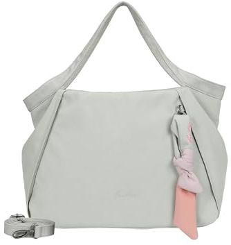 Fritzi Slouchy Sky Shopper Nylon Damen Schultertasche Shopper Handtasche Alltag Reisen Freizeit mit Reißverschluss Innenfach verstellbarem Gurt 30 x 48 x 14 cm – Pfirsich, Leo, Schwarz, Blau-Grün