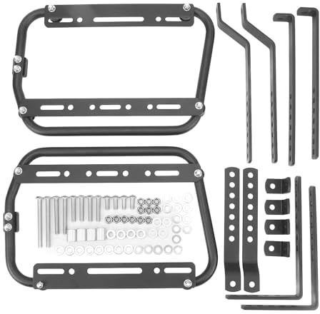 Porta Barra di Supporto per Borsa Sella Laterale, Portapacchi di Supporto Laterale per Moto, Lega di Alluminio, Verniciatura a Polvere Nera, Resistente All'usura, Robusto,