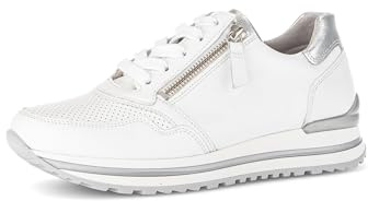 Gabor Damen Low-Top Sneaker, Frauen Halbschuhe,Komfortable Mehrweite (H),Chunky Sneaker,dad Shoes,Sportschuhe,Weiss/Silber(perf),40.5 EU / 7 UK