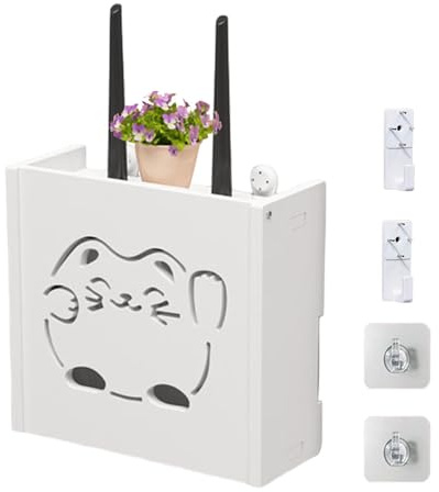 WiFi Box Hider, Hollow Wall Mounted Storage Box for Router, Cute Router Organizer Box, WiFi Router Holder for Remote Controls, Decorative Storage for Trinkets, Router Storage Solution