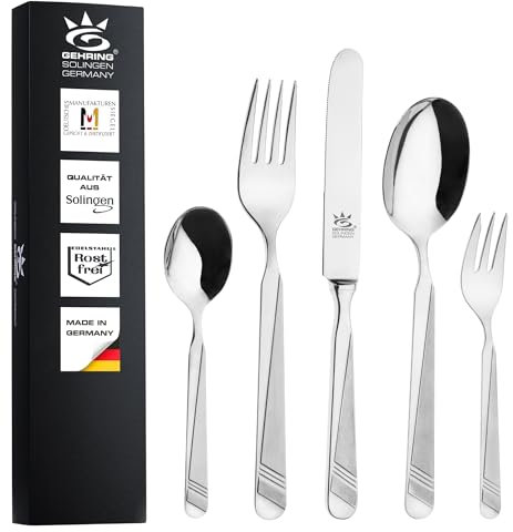 Gehring Solingen Besteck Set Esprit 30-teilig I Edelstahlbesteck I hochwertiges Essbesteck inklusive 6 Menümesser I Besteck Set 6 Personen I spülmaschinengeeignet I Made in Solingen Germany