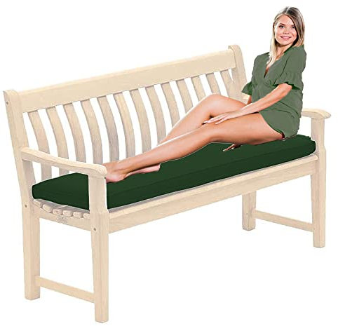 Outdoor Water-Resistant Bench Rattan Cushion Pad for Garden 2/3/4 Seater 108/143/170cm Thick Long Bench Chair Cushions Pad for Swing Patio (Bottle Green, 2 Seater-108x45x6cm)
