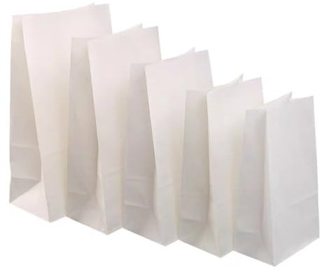 UYFRD 50 bolsas de papel kraft blanco para pan hiraguchi, bolsas de regalo para caramelos, bolsas de embalaje para sándwich (blanco, 32 x 18 x 11 cm, 50 unidades)