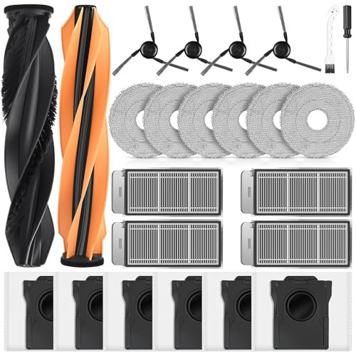 Lot de 24 accessoires pour robot aspirateur Dreame X50 Ultra, L50 Pro Ultra, X50 Master, L40s, 6 sacs à poussière, 6 lingettes, 4 filtres HEPA, 4 brosses latérales, 2 brosses principales, 1 brosse de