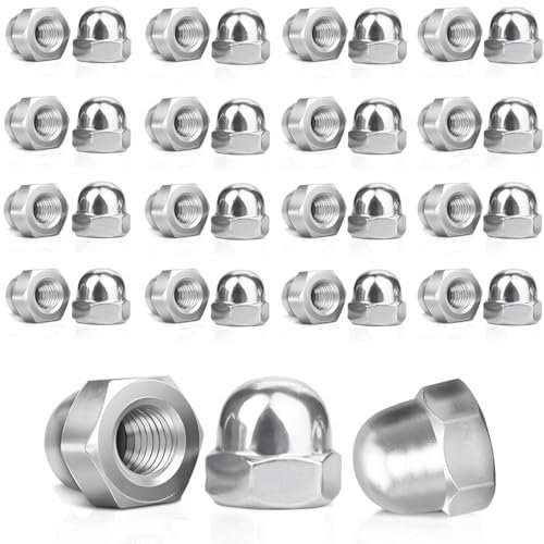 qingmeng 40 Stück Hutmuttern M8 Edelstahl, Hutmutter DIN 1587 Hohe Form Nach, Sechskant Hutmuttern A2 V2A Kappenmuttern für Schrauben Gewindestangen Gewindebolzen