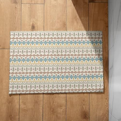 Ethereval External Doormat Large Bathroom Mats Non Slip Washable Bohemian Pattern Door Mat And Runner Set Hallway Doormat Indoor Washable 45x75cm