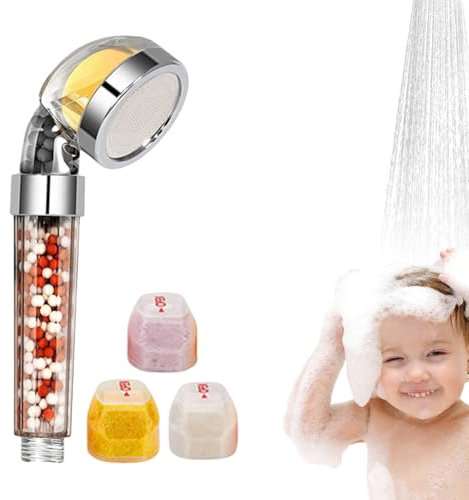 Douche haute pression avec fonction de nettoyage de l'eau - Type de main avec filtre à perles - Pommeau de douche de salle de bain économe en eau - de filtration remplaçable idéale pour la