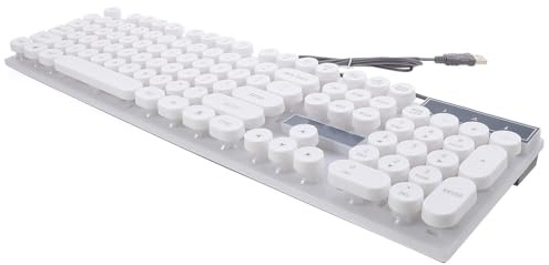 Veemoon USB Computertastatur Runden Tasten mit Leuchtfunktion, Weiß | Kunststoffgehäuse, Kabelgebundene Ausführung, für Computer und Telefon, Kompakt für Reise und Draußen