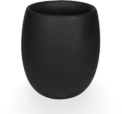 Campella - Maceta Orbis Lacada - Maceta Decorativa Interior - Tiestos plantas - Macetas Redondas,Maceteros Interior y Exterior - Exclusiva,Elegante,Premium,Maceteros Altos (Negro cemento, Grande)