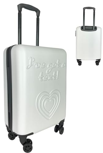 54x36x20cm Hardshell Cabin Suitcase – Lightweight ABS Hand Luggage with 8 Spinner Wheels, Trolley Handle & Lock – Fits Ryanair, easyJet, British Airways, Jet2 – Overhead Travel Bag – 38L - White